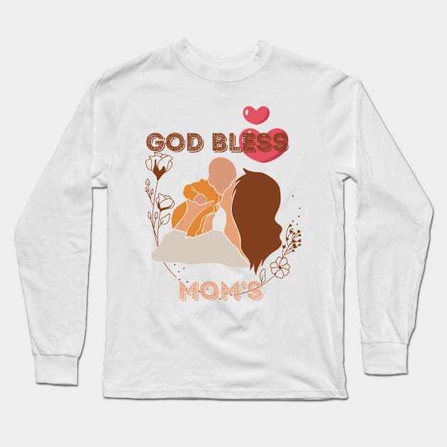 God Bless Mom's Long Sleeve T-Shirt by NICHE&NICHE